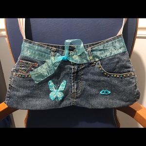 Rare, new, Squeeze Girls denim jean handbag, multicolored strap